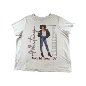 Whitney Houston The Moment of Truth World Tour 87 Graphic T-Shirt Cream XXL